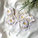 Baby&kidsグラニースクエアつけ襟⭐︎デイジーモチーフ⭐︎ホワイト×アイボリー