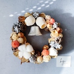ｎｅｗ【nuts bell brown christmas wreath】2022 クリスマス 木の実 ベル ブラウン リース