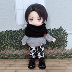 ネックウォーマーとトレーナーパンツセット☆黒×グレー☆ねんどろいどどーる服