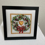 お花のクリスマスリース🎄💐クロスステッチ額