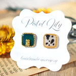 No.48584 ゴールド アニマル柄 シンプル 樹脂ピアス アレルギー対応 made by PISTOL LILY