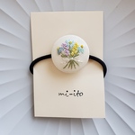 刺繍ヘアゴム🌷　no.1038  くるみボタン　💛送料無料💛　