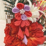 うさぎ♡つまみ細工耳飾り・ピンク紫