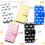 【手帳型】Two Tone Ribbon 選べる5色 シンプルデザイン 各機種ケース対応<スマホケース/iphoneケース/アイフォンケース/スマホカバー/iphoneカバー>