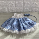 ぬいぐるみ　コスチューム　サテンドレス　ホワイト＆ブルー