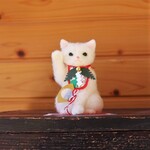 羊毛◆招き猫◆しろ扇　★全国発送一律４００円