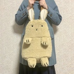 うさぎ　ふわふわ　ボア大トート　再販22 ウサギ　大きめトートバッグ　