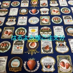 【はるよみ様ご注文分】ラウンド型エコバッグ(アンティークいちごラベル　ネイビー)