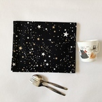 40×50ランチョンマット　黒に星柄