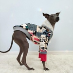 オーダー犬服 リバーシブルボアアウター スクラップ柄 カラフル