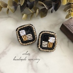 ビーズ刺繍ピアス♢﻿ジルコニア/サージカルステンレス