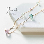【SALE 30%OFF】 天然石 フローライト アメジスト 水晶 14KGF ロングネックレス