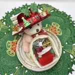 セット≪ミニ クリスマス🎄ハット&リュック≫レッド(10cm) 小さくて可愛い♡ ぬい撮りにも フラワーアレンジメント