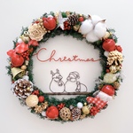 サンタ＆トナカイ文鳥のChristmasスイーツリース