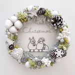 サンタ＆トナカイ文鳥のChristmasスノーリース