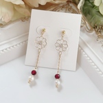 garnet & pearlピアス♡