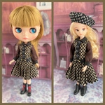 ミニ丈レトロワンピース(Paisley noir)ベレー帽付き2点セット