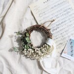 再再再再再販natural*かすみ草とユーカリのミニハーフリース　ドライフラワー