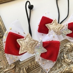 再販☆クリスマス⭐️プチギフト♡ベルベットベロア♡星⭐️キッズリボンヘアゴム2点セット