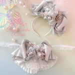 🎅クリスマス🎄チョーカー&カチューシャセット🤍パールシルバー✨キラキラ🎀robe🎀