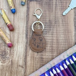 "スマホで撮って送るだけ" 「子供の絵」から作る世界で一つのキーホルダー<丸型> シュリンク革　金具(ゴールド)