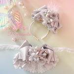 🎅クリスマス🎄チョーカー&カチューシャセット🤍パールシルバー⚜️キラキラ🎀 robe&フロアリボン 🎀