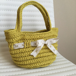 リボン付き♡大人可愛いジュート麻バッグ☆イエロー☆