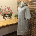 小花柄フードワンピース  グレー杢