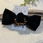 大人かわいい 𓂃◌𓈒𓐍  ribbon ヘアクリップ  ୨୧˙˳⋆﻿ コーデュロイ black ribbon レオパ柄スクエアring