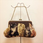 ゴブランがま口バッグ【ねこ】L