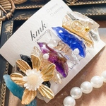 バレッタ　ヘアアクセサリー　ヘアアクセ　レジン　レジンアクセサリー　レジンアクセ　レジンクリップ　鉱石　ドライフラワーアクセサリー　レジンヘアアクセ