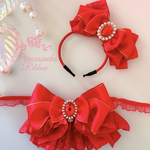 🎅クリスマス🎄チョーカー&カチューシャセット❤️レッド❤️🎀 robe&フロアリボン 🎀