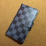 千鳥格子×市松文様 ブラック 手帳型ケース AQUOS Xperia Galaxy iPhone ARROWS DIGNO Huawei Zenfone 他 全機種対応
