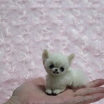 羊毛フェルト  犬   チワワ  クリーム  子犬  仔犬  ハンドメイド  置物　