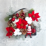 ポインセチアのX'masウォールアレンジ*gold✕red
