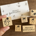 【雪だるま】クリスマスはんこ　2cm角　ラバースタンプ
