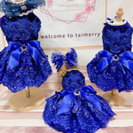 犬猫うさちゃん服　ロイヤルブルーのカラードレス