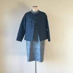 大島紬の綿入れジャケット　　着物リメイク
