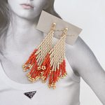 【SALE】beige×orange フリンジ　ピアス/イヤリング