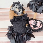 犬猫うさちゃん服　BLACKレースのふりふりワンピース