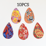 10個 花 シノワズリ 和風 中華 プリント パーツ チャーム/ミックス【28㎜×18㎜】 (charm-173）