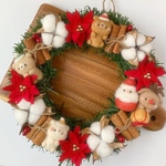 3匹のこぐまちゃんのクリスマスリース　壁掛け　プレゼント　サンタクロース　トナカイ　ポインセチア　