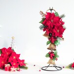 ポインセチアのクリスマススベル/長くお使いいただけるアーティフィシャルフラワーでお飾りしたクリスマススベル