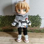 ネックウォーマーとトレーナーパンツセット☆グレー×白シマウマ☆ねんどろいどどーる服