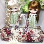 ブライスアウトフィット🌹💚お出かけポーチ(2人用)アンティーク薔薇柄💚🌹