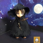 【 オビツ11サイズ 】【 YmY11サイズ 】黒魔道士のマント・チャーム付き【 ねんどろいどどーるサイズ 】