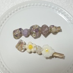 レジンヘアクリップ⚜️フラワー💜