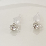 【10個】樹脂ピアス 石付き3mm カン付き アレルギー対応　クリスタル