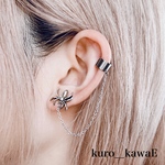 蜘蛛のチェーンピアス / 病みかわいい ゴシック メンヘラ 量産型 軟骨 イヤリング イヤーカフ メンズ シルバー 樹脂 アレルギー ブランド 地雷系 クラシック プレゼント 14G クモ パンク系