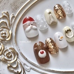 ◎ 🎄 クリスマス サンタ トナカイ 冬 ウインター クリスマスツリー リース 雪だるま ネイル ネイルチップ　クリスマスネイル